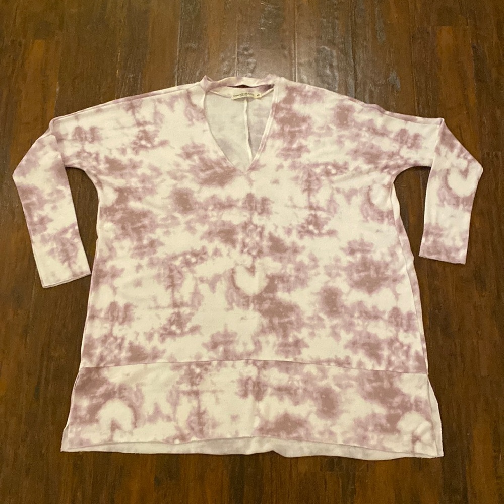 Chance or Fate Purple White Tie Dye Long Sleeve Oversized Sweater Size Small